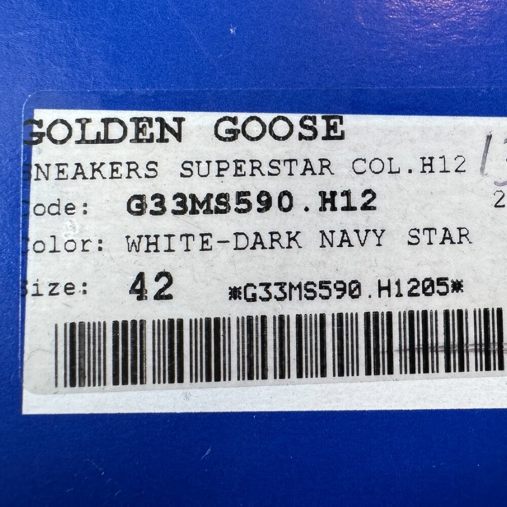 Golden Goose White Leather Sneakers with Navy Star - Picture 2 of 7